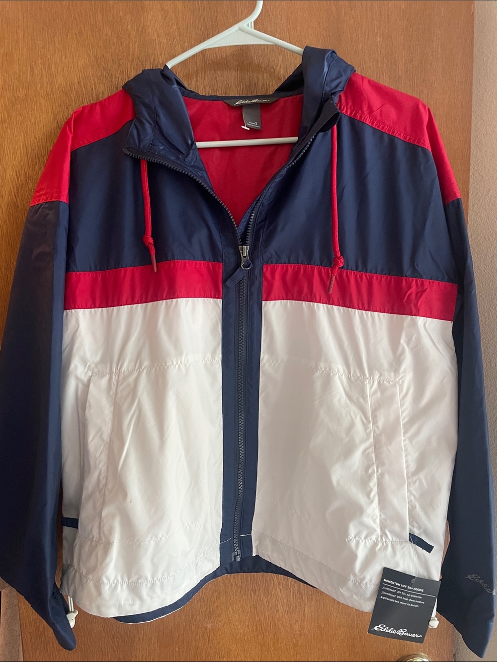 NWT Eddie Bauer 4th of July Red, White, & Blue Colorblock Windbreaker - S